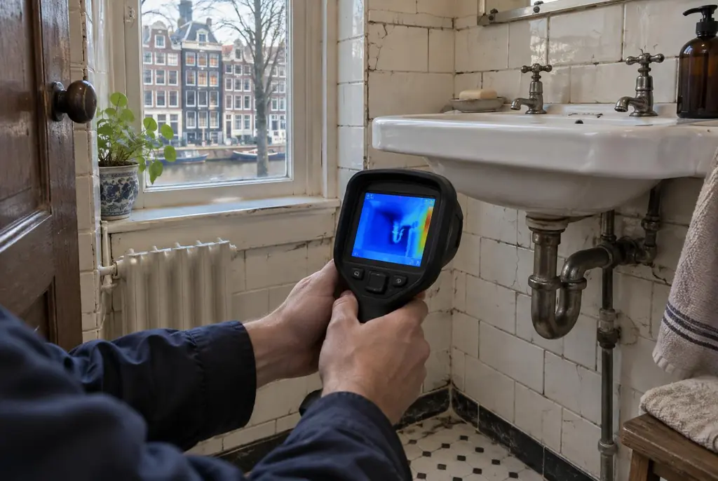Lekdetectie Veghel – badkamer met oude leidingen achter de tegels