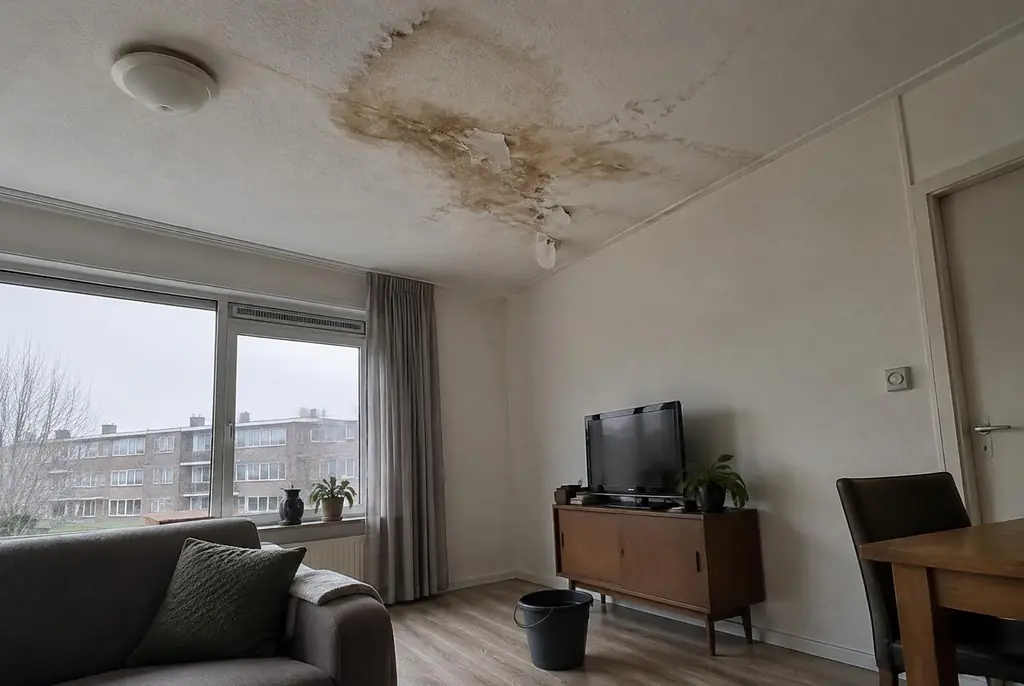 Lekdetectie Veghel – vochtplek op het plafond onder een badkamer
